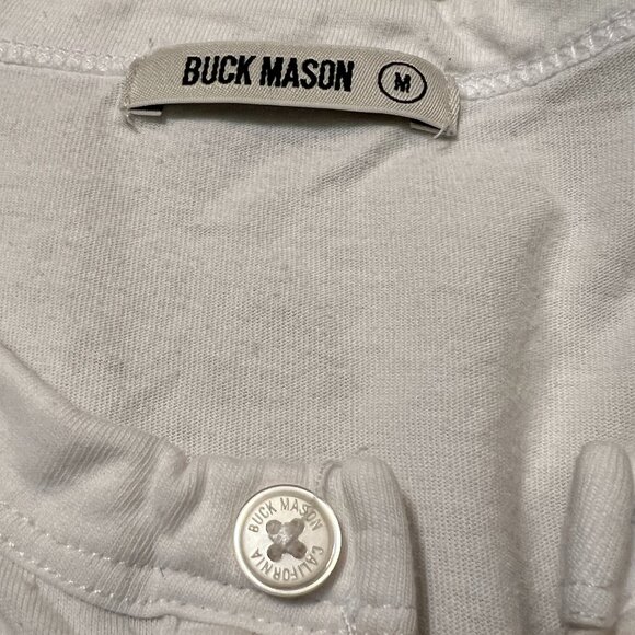 Buck Mason Men’s Henley T-Shirt White Size M 100% Cotton Short Sleeve - Picture 4 of 7